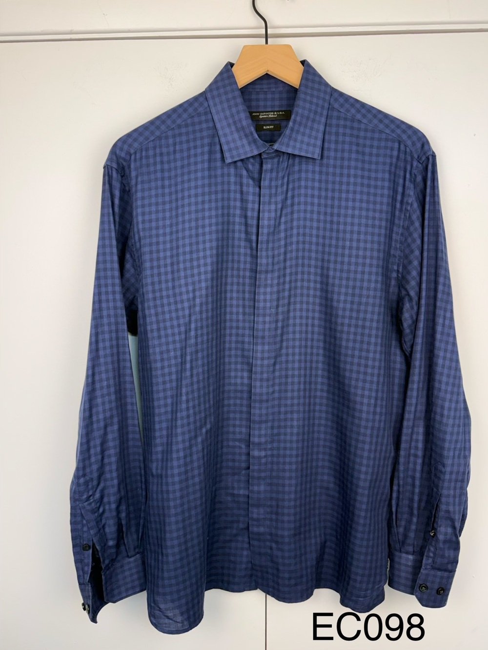 John Varvatos USA Signature Tailored Slim Fit Blue Check Shirt M